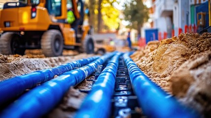 Hard Construction Site for Installing Fiber Optic Cables