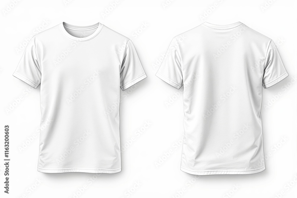 Blank white t-shirt mockup template displaying front and back views on ...