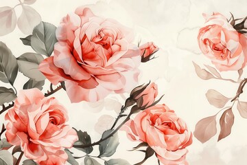 Poster - Elegant pink roses arranged on soft white fabric create a delicate and serene atmosphere for decoration or design purposes