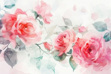 Poster - Elegant pink roses arranged on soft white fabric create a delicate and serene atmosphere for decoration or design purposes