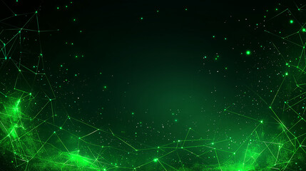 Wall Mural - green nebula: abstract digital art depicting a swirling nebula of interconnected green lines and par