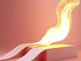 Wall Mural - abstract flow of vibrant light against soft pink background creating a dynamic and modern visual ele