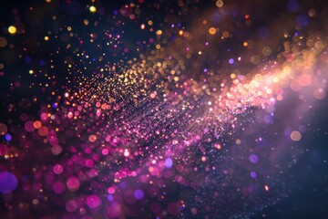 Aufkleber - Colorful burst of light with vibrant bokeh effects created by sparkles and shimmer against a dark background