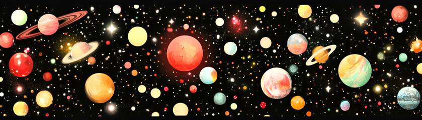 Wall Mural - cosmic panorama, planets, stars, and nebulae shine brightly in a vibrant celestial display