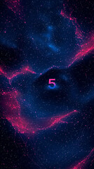 Wall Mural - cosmic network, number five glows in nebula, connecting stars across vast distances mysteriously.