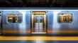 © Aqsa - Silver subway train door open with the platform visible in front of it
