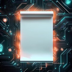 Wall Mural - futuristic digital scroll on circuit background showcasing technology and innovation