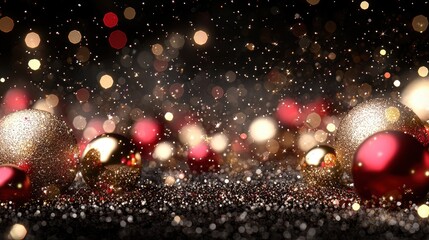 Wall Mural - a playful bokeh-inspired composition of glowing circles in bold colors of red, gold, and pink, layer