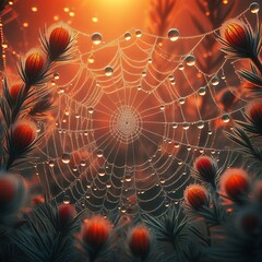 Spider Web Dew Drop Detail Present the view of a dew drop on a s