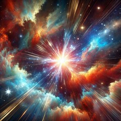 Wall Mural - Stellar Explosion A dramatic illustration of a star exploding wi