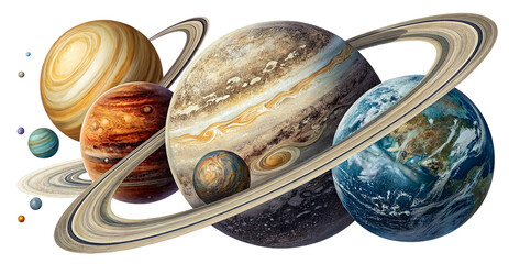 Wall Mural - planets orbiting the sun, showcasing the beauty of the solar system in vibrant colors isolated on tr