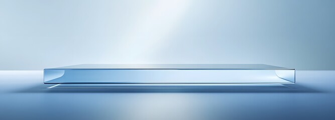 Wall Mural - a modern clear podium with minimalistic design and a large empty space for product placement, set ag