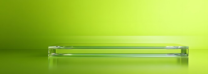 Wall Mural - a translucent podium with clean edges and an empty display space, set against a bright green backgro