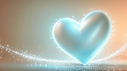 Wall Mural - a luminous heart in pastel blue and white, gently glowing with a smooth gradient.