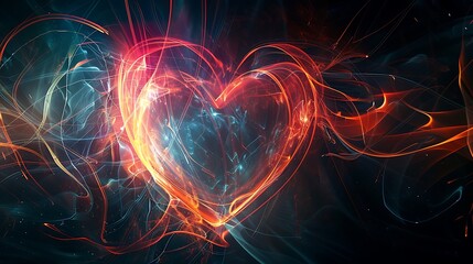 Wall Mural - abstract artwork depicting a fiery heart, expressing passion and energy through vibrant colors and d