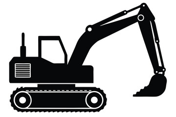 construction excavator silhouette vector illustration isolated on a white background