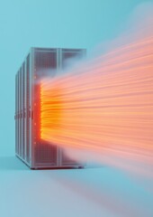Aufkleber - Futuristic Server Room with Vivid Illuminated Data Streams