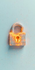 Leinwandbilder - Glowing Padlock Icon Symbolizing Cybersecurity on a Vibrant Background