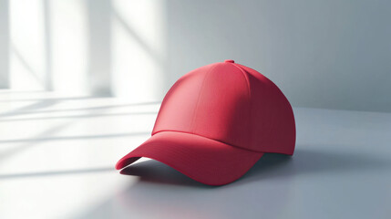 Red cap mockup isolated on white background, showcasing sleek design and texture. Perfect for branding or promotional use