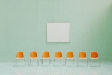 Aufkleber - Minimalist Seating Arrangement in a Modern Auditorium with Pastel Aesthetic