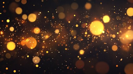 Golden festive bokeh with sparkling confetti and luxurious glowing texture background