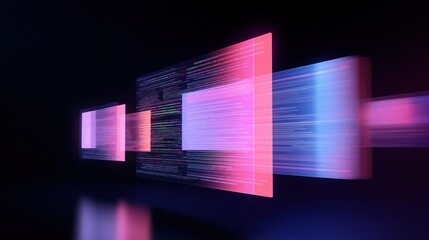 web page modules float around display. modern design concept presented on screen. dynamic tech showc