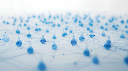 Wall Mural - abstract cloud computing technology with blue wireframe graphics and nodes on a white background. co