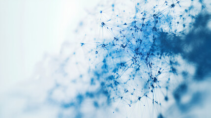 Wall Mural - abstract cloud computing technology with blue wireframe graphics and nodes on a white background. co
