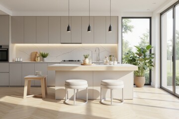 Wall Mural - Modern kitchen interior with elegant design and natural light