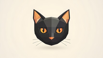 Naklejka na meble Geometric Black Cat Head Portrait Design