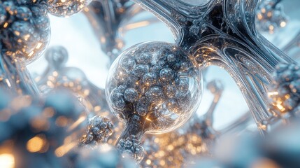 Wall Mural - abstract depiction of interconnected spheres resembling molecular structures.