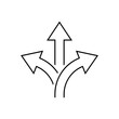 © Ka Han - Three way direction arrow outline icon in generic style. 3 arrows sign symbol