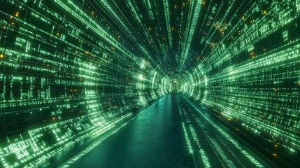 Fototapete - Digital data flow on road with motion blur to create vision of fast speed transfer . Concept of future digital transformation , disruptive innovation and agile business methodology .