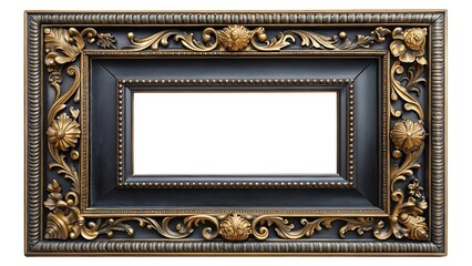 Black craftsmanship wooden frame isolated on a white background.