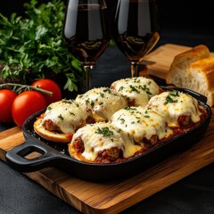 Wall Mural - Delicious Homemade Meatball Parmesan Cozy Kitchen Setting Food Indoor Dining Gourmet Concept Italian Cuisine Delight