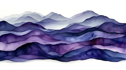 Wall Mural - Abstract Purple and Blue Mountain Range Landscape