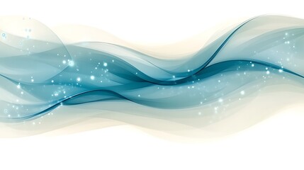 Wall Mural - Abstract Teal Waves With Sparkling Lights Background