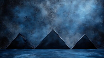 Wall Mural - Abstract Blue Pyramid Scene Dark Textured Background