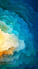 Wall Mural - vibrant layers of blue and yellow create stunning oceanic view