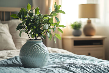 Wall Mural - Serene Bedroom Decor with a Lovely Plant