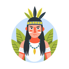 Wall Mural - A flat illustration of tribal native character 