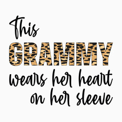 Wall Mural - This grammy wears her heart on her sleeve svg retro t shirt design vector sublimation