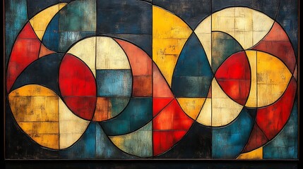 Wall Mural - Abstract Geometric Composition In Warm And Cool Tones