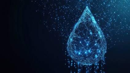 Abstract Water Drop Illustration in Blue Tones