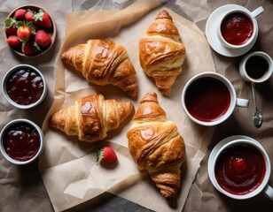 Wall Mural - coffee and croissant