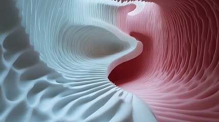 Abstract swirling pastel pink and white forms