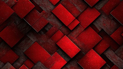 abstract geometric red pattern with overlapping rectangles and textured background