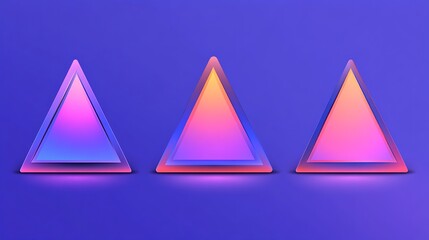 Wall Mural - Three Gradient Triangles on Purple Background