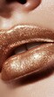 © kvladimirv - Close-Up of Shimmering Gold Lips in Trendy Makeup Photography