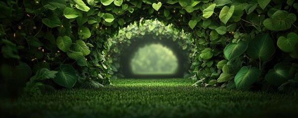 Poster - Mystical lush idea. A serene pathway through lush green foliage, inviting nature lovers to explore.